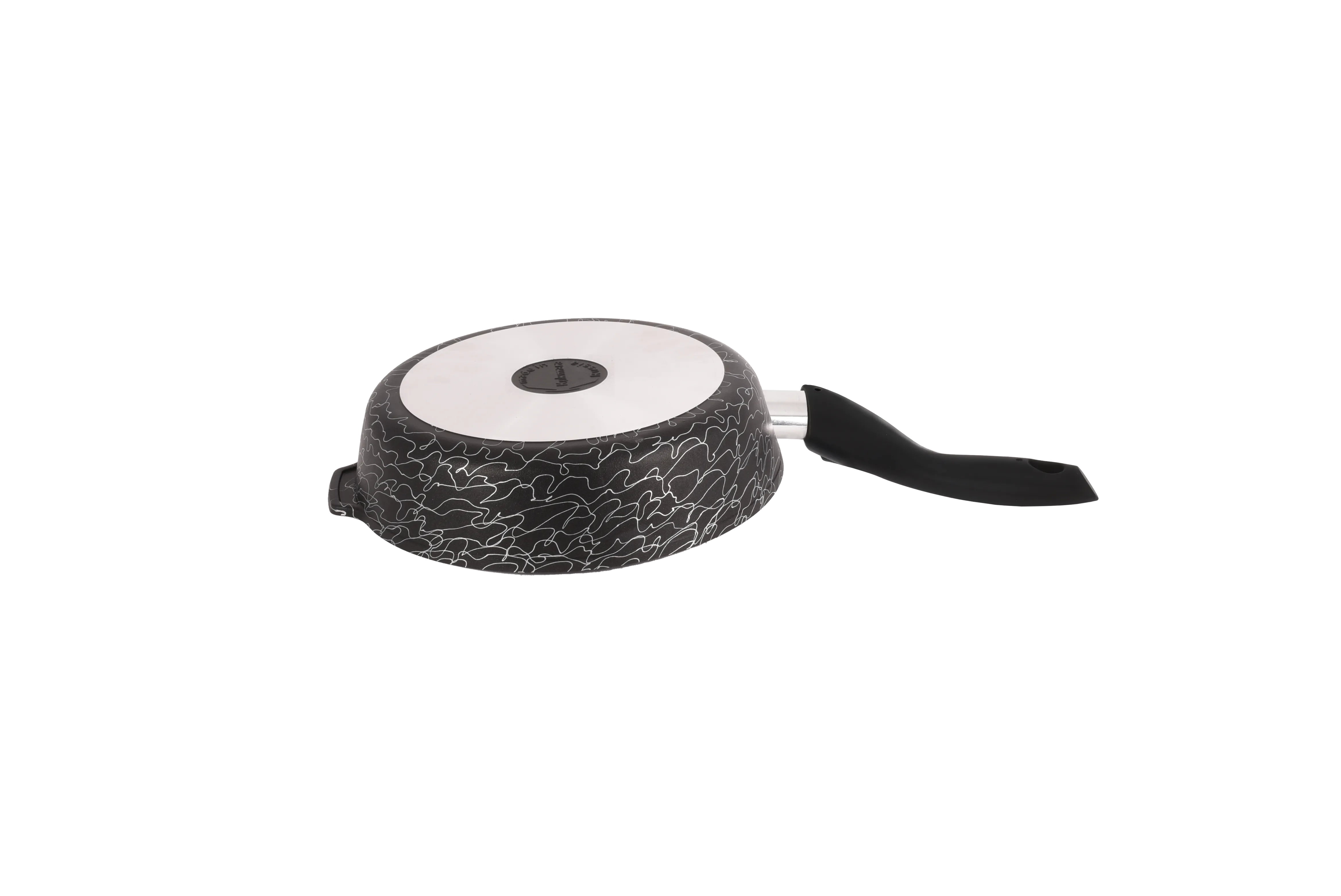 сгчс222а Сковорода 22 см со съёмной ручкой, со стеклянной крышкой Грация (черный серебро) 3 пнг 