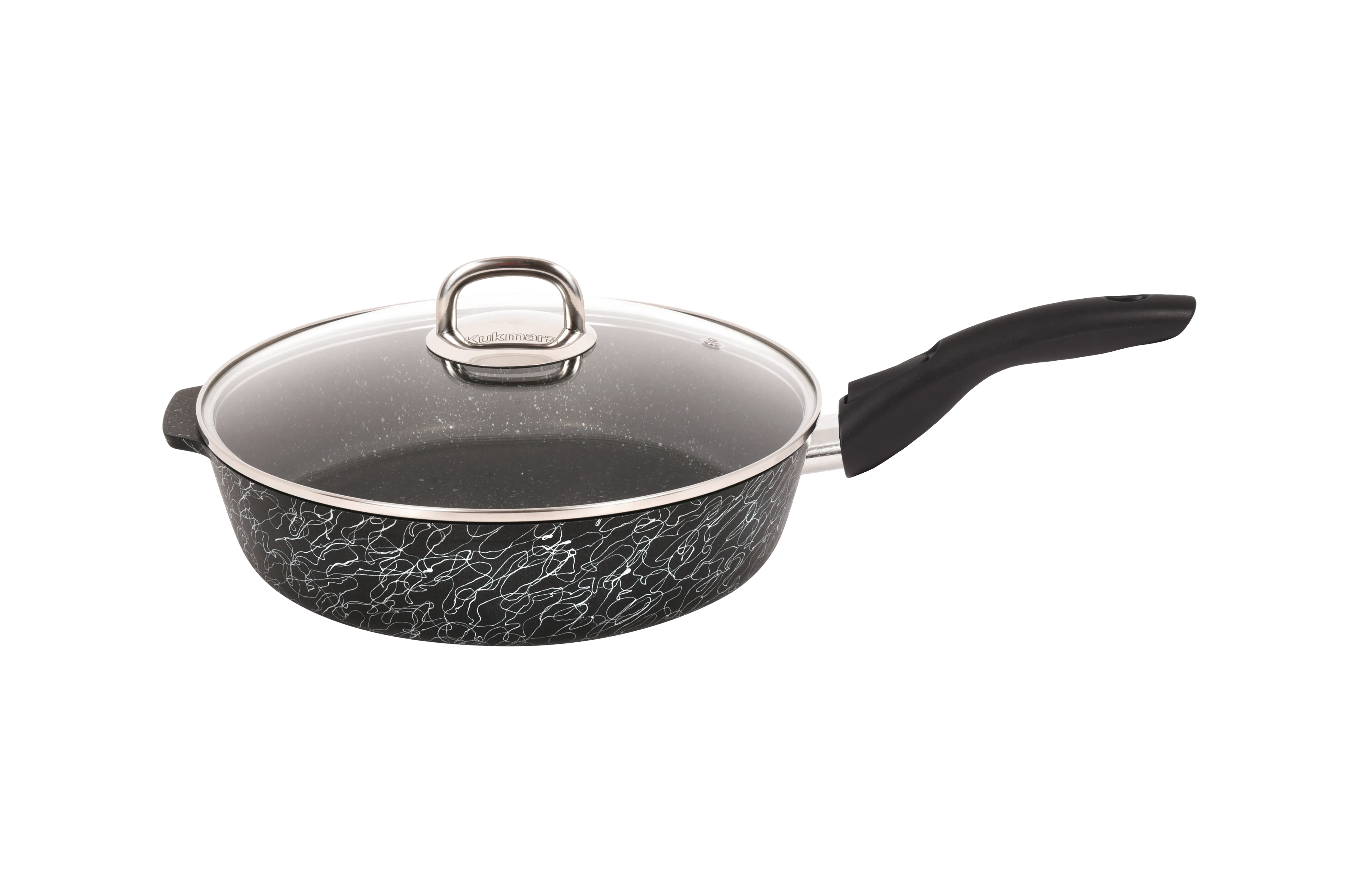 сгчс282а Сковорода 28 см со съёмной ручкой, со стеклянной крышкой Грация (черный серебро) 1 пнг 
